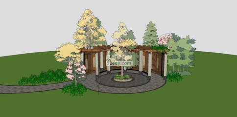 長廊庭院景觀SU